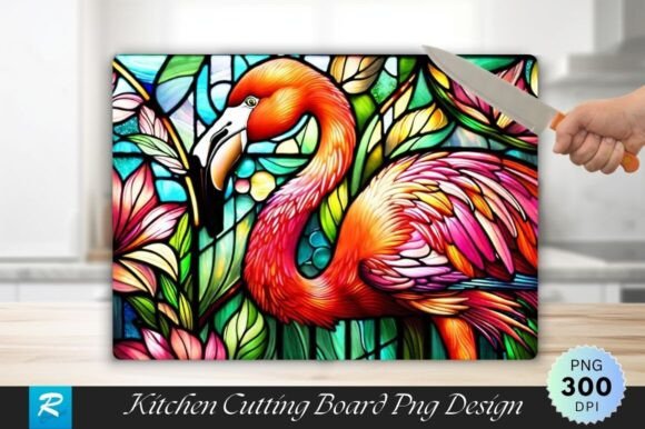 Download Flamingo Stained Glass Cutting Board PNG - Png Collection