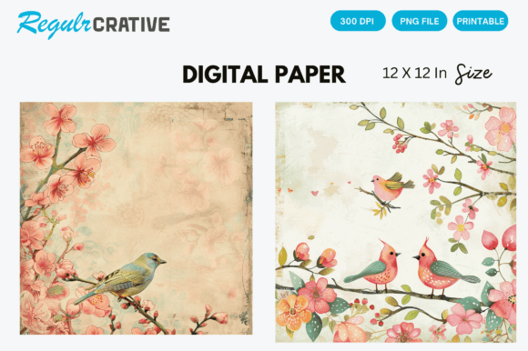 Download Watercolor Bird Easter PNG Digital Paper - Png Collection