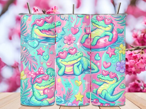 Download Pastel Alligator Pink Summer Tumbler PNG - Png Collection