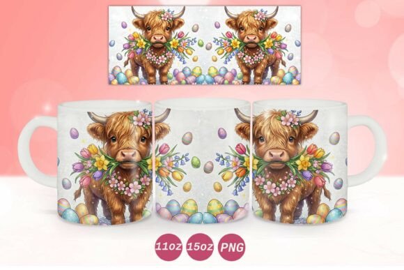 Download Easter Highland Cow Mug Wrap PNG - Png Collection