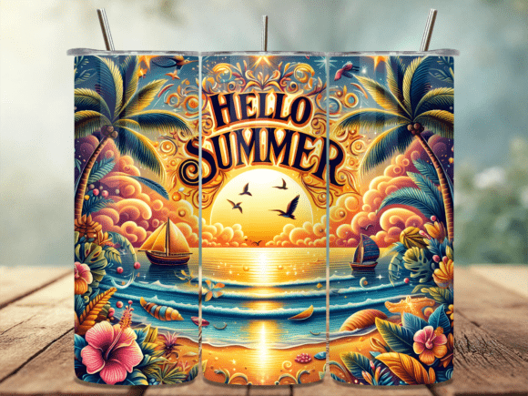 Download Hello Summer Beach Tumbler Wrap PNG - Png Collection
