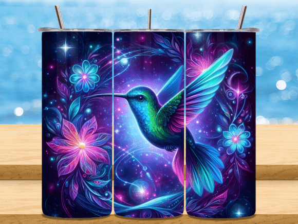 Download Neon Cosmic Hummingbird Tumbler Wrap PNG - Png Collection