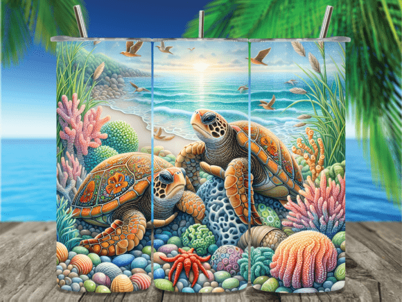 Download Two Sea Turtles Pebble Beach Tumbler PNG - Png Collection