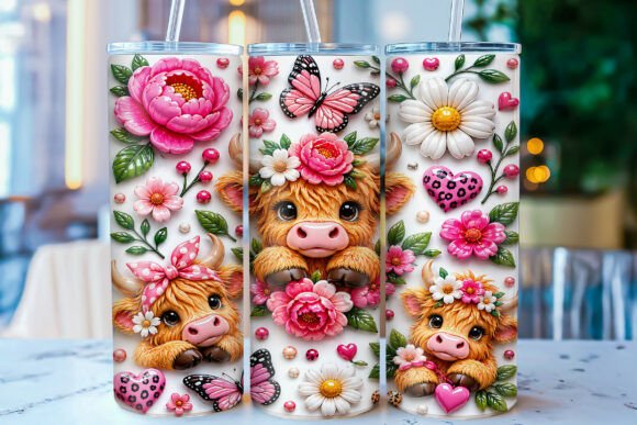 Download Inflated Highland Cow Tumbler Wrap PNG - Png Collection