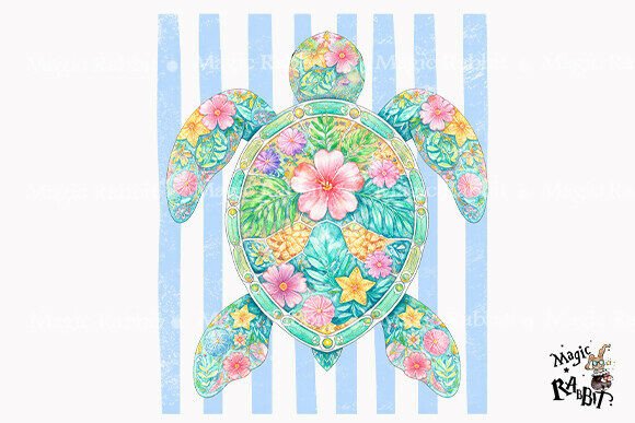 Download Floral Sea Turtle Tropical Art PNG - Png Collection