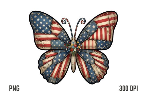 Download American Flag Patchwork Butterfly PNG - Png Collection