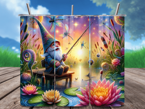 Download Fantasy Garden Gnome Fishing Tumbler Png - Png Collection
