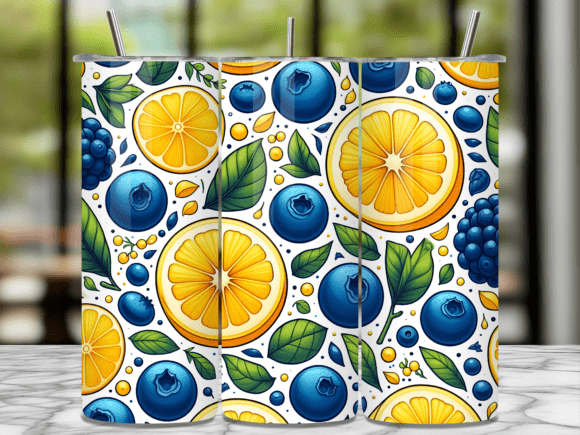Download Lemon Blueberry Berry Summer Tumbler Png - Png Collection