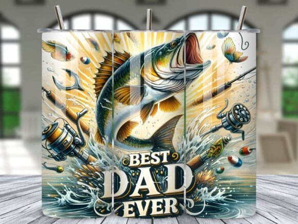 Download Best Dad Ever Fishing Tumbler Wrap PNG - Png Collection