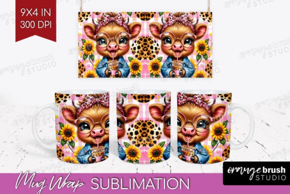 Download Highland Cow Mug Wrap PNG Sublimation - Png Collection