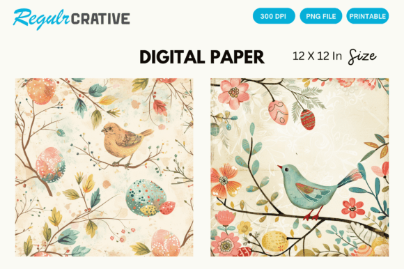 Download Watercolor Bird Easter PNG Digital Paper - Png Collection