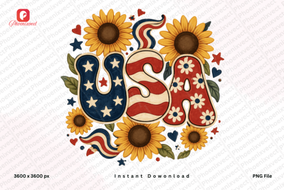 Download Patriotic Sunflower 4th of July USA PNG - Png Collection