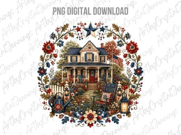 Download Patriotic Americana House Wreath PNG - Png Collection