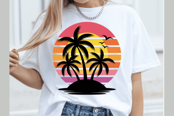 Download Retro Tropical Palm Island Sunset PNG - Png Collection