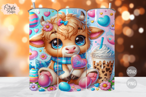 Download Easter Highland Cow Tumbler Wrap PNG - Png Collection
