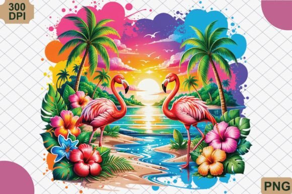 Download Tropical Flamingo Sunset Summer PNG - Png Collection