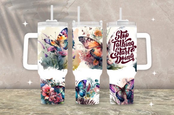 Download Butterfly Floral 40oz Tumbler Wrap Png - Png Collection