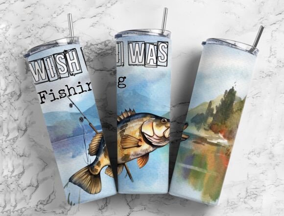 Download Wish I Was Fishing Tumbler PNG , 9.2 X 8 - Png Collection