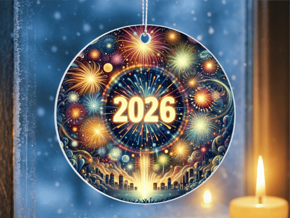 Download 2026 City Skyline Fireworks Ornament PNG - Png Collection