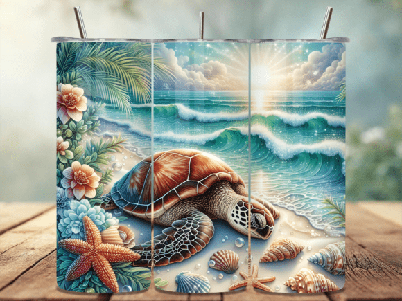 Download Ocean Beach Turtle Tumbler Wrap PNG - Png Collection