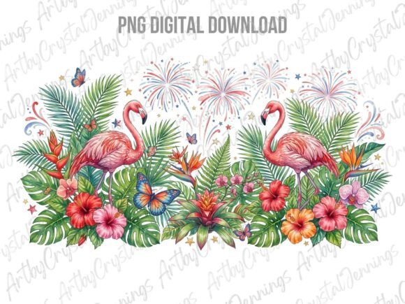 Download Tropical Flamingo Patriotic PNG - Png Collection