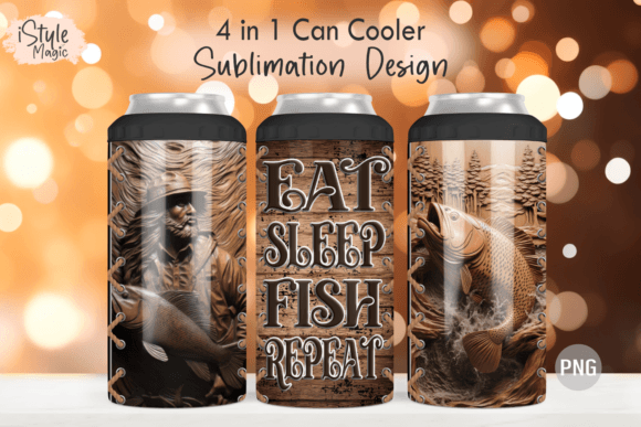 Download Eat Sleep Fish Repeat Tumbler Wrap PNG - Png Collection