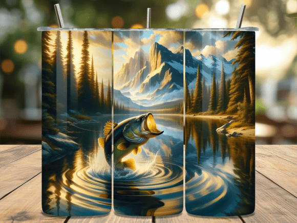 Download Serene Mountain Lake Fishing Tumbler PNG - Png Collection
