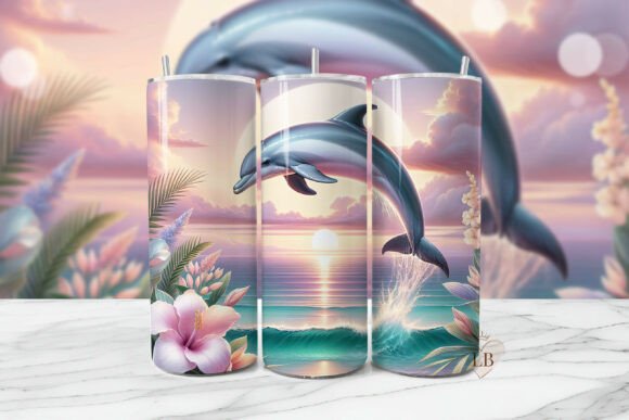 Download Pastel Sunset Dolphin Ocean Tumbler PNG - Png Collection