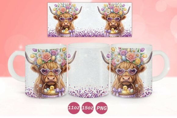 Download Easter Highland Cow Mug Wrap PNG - Png Collection