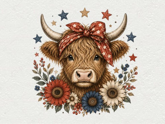 Download Patriotic Highland Cow PNG File - Png Collection