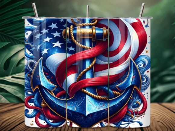 Download US Flag Anchor Nautical Tumbler Wrap PNG - Png Collection