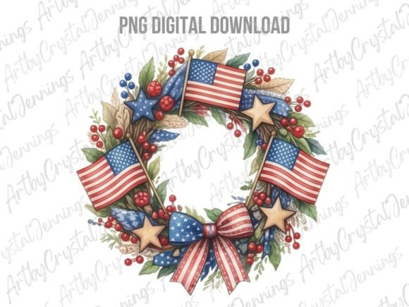 Download Patriotic Americana Wreath Clipart PNG - Png Collection