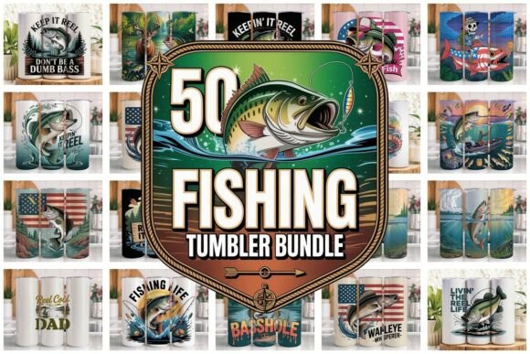 Download 50 Fishing Tumbler Wrap Bundle PNG V1 - Png Collection