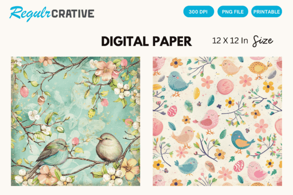 Download Watercolor Bird Easter PNG Digital Paper - Png Collection