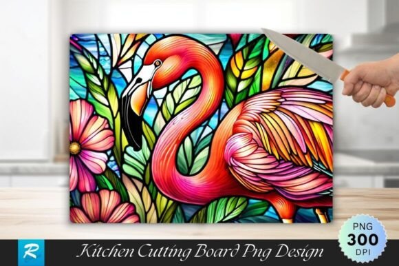 Download Flamingo Stained Glass Cutting Board PNG - Png Collection