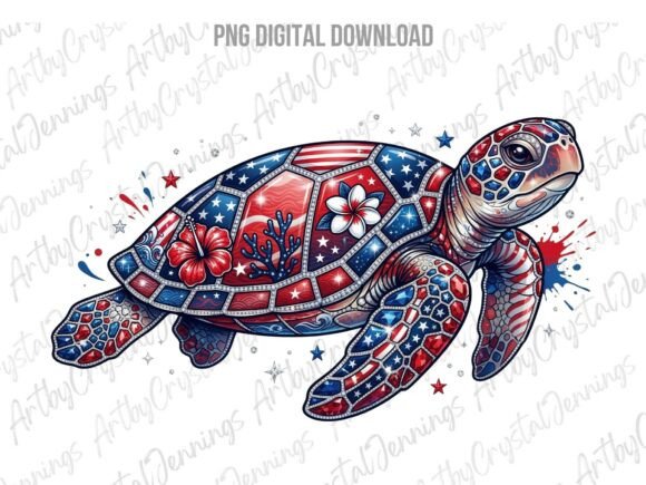 Download Tropical Patriotic USA Sea Turtle PNG - Png Collection