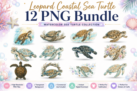 Download Leopard Coastal Sea Turtle PNG Bundle - Png Collection