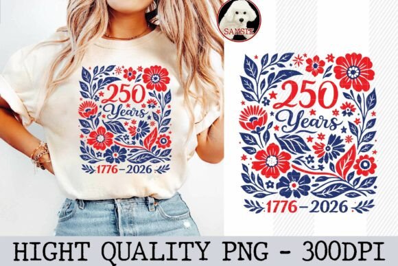 Download 250 Years PNG – Patriotic Floral USA Des - Png Collection