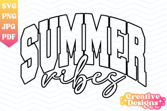 Download Summer Vibes Varsity Outline SVG PNG - Png Collection