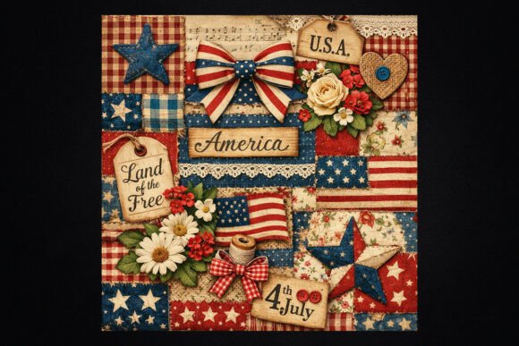 Download Patchwork USA Bow Patriotic PNG - Png Collection