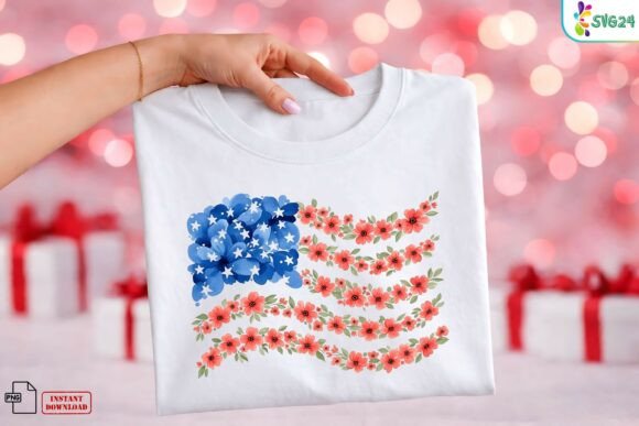 Download Watercolor Floral American Flag PNG - Png Collection