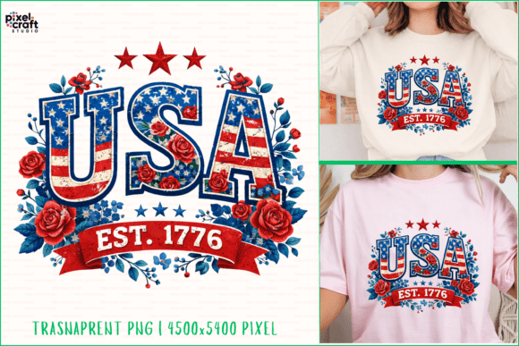 Download USA Est 1776 Floral Patriotic PNG - Png Collection