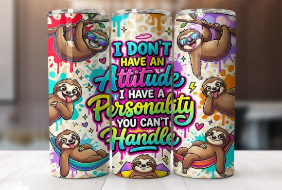 Download Funny Sloth Quote 20oz Tumbler Wrap PNG - Png Collection