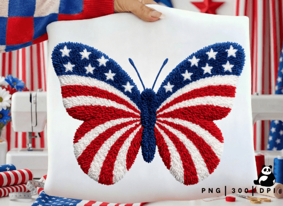 Download Faux Yarn American Flag Butterfly Png - Png Collection