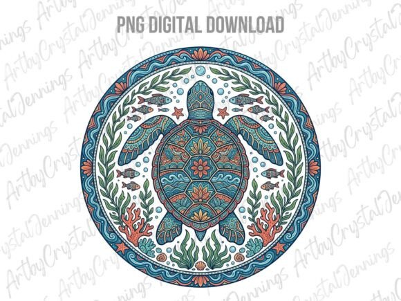 Download Round Ornate Boho Sea Turtle PNG - Png Collection