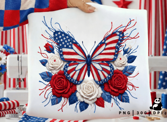 Download Faux Yarn American Flag Butterfly Png - Png Collection