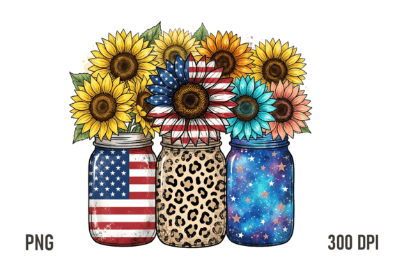Download Patriotic Sunflower Mason Jar PNG - Png Collection