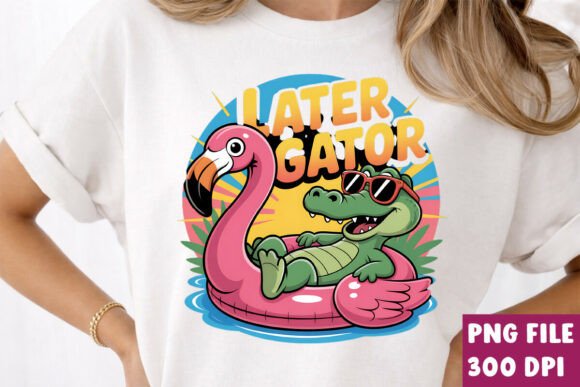 Download Later Gator Funny Flamingo PNG T-Shirt - Png Collection