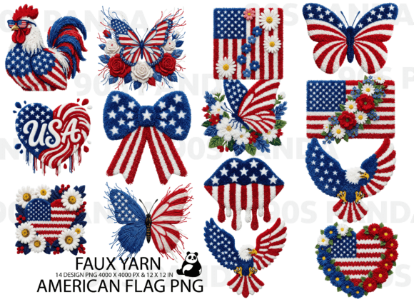 Download Faux Yarn American Flag Png Bundle - Png Collection