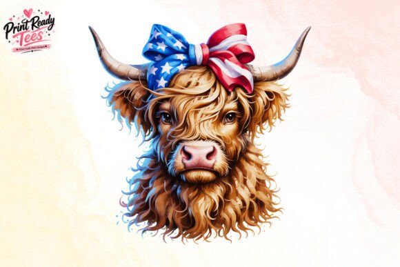 Download Patriotic Highland Cow Bow PNG - Png Collection